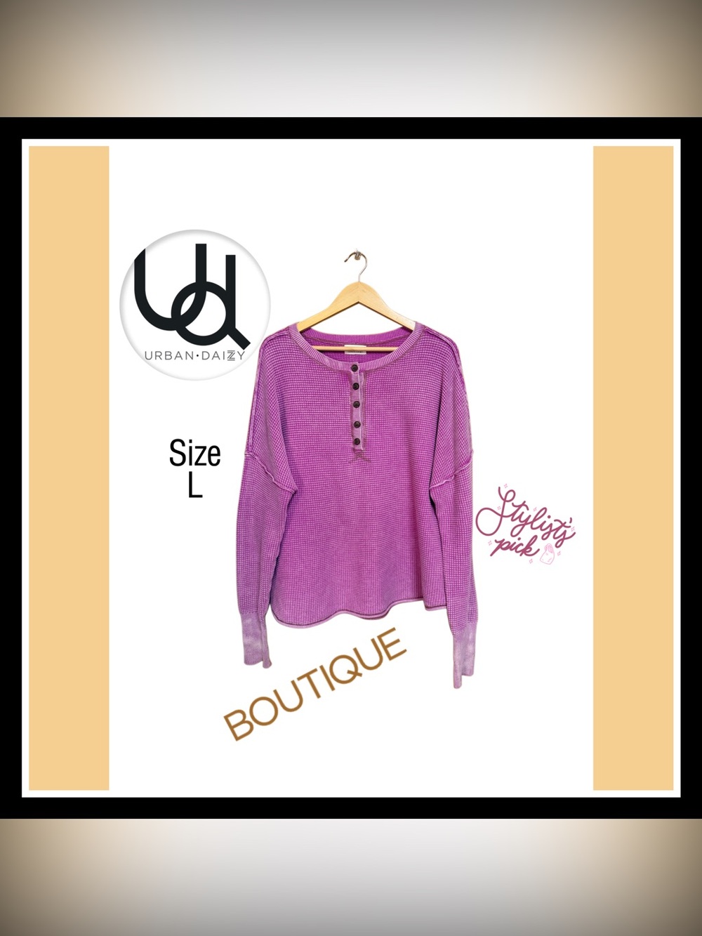 💖 ✨ Romantic Boho Beachy Waffle Knit Henley | Urban Daizy Boutique L 🌸